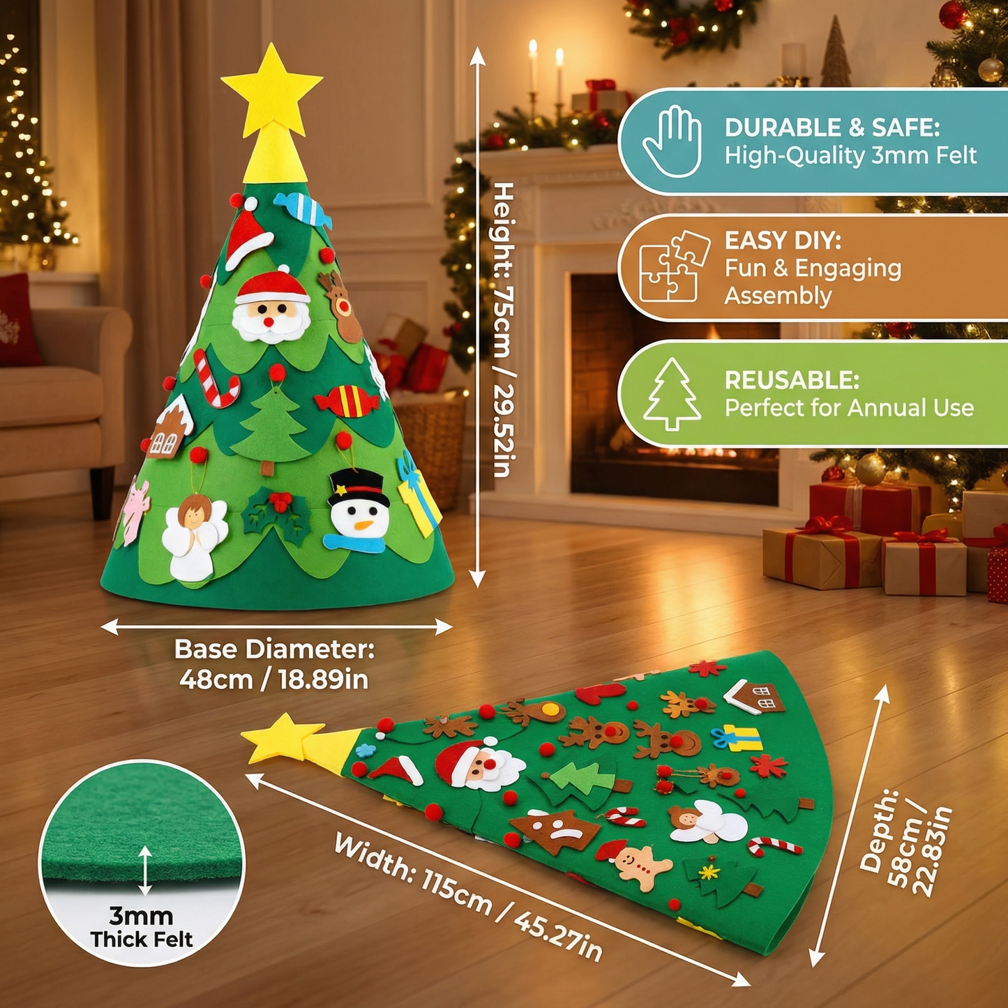 Montessori 3D Felt Christmas Tree