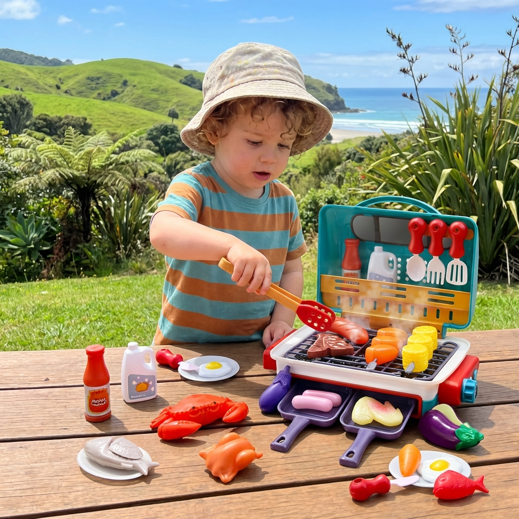 My First BBQ Grill – Children's Kitchen with Smoke Effect and Color-Changing Food