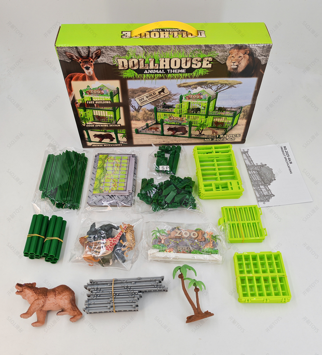 Modular Build-Your-Own Zoo Playset with Animal Figures & Interactive Cages