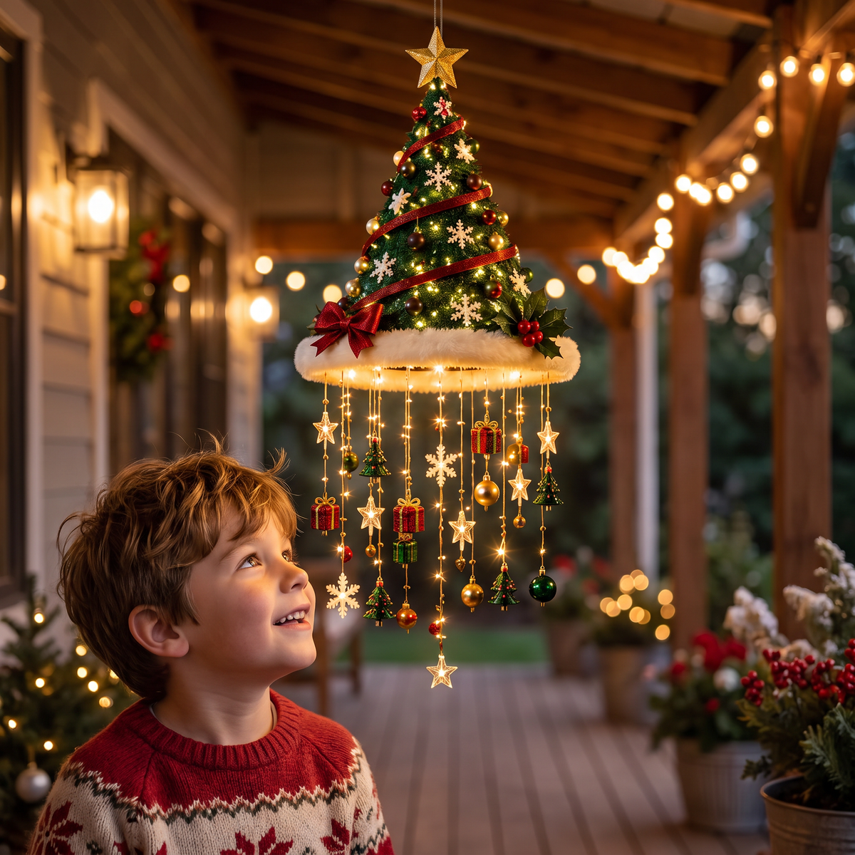 Christmas Santa Hat Lights with LED String Decorations