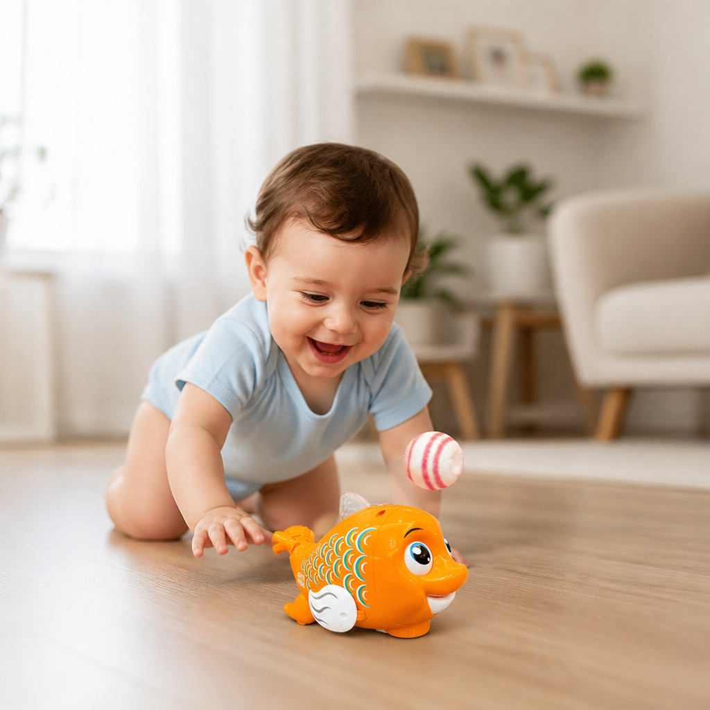 Interactive Floating Ball Fish Toy with Lights & Music