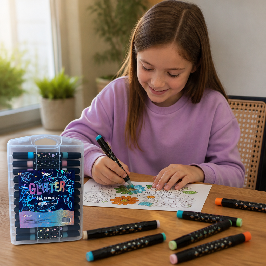Glitter Dual-Tip Acrylic Paint Marker Set