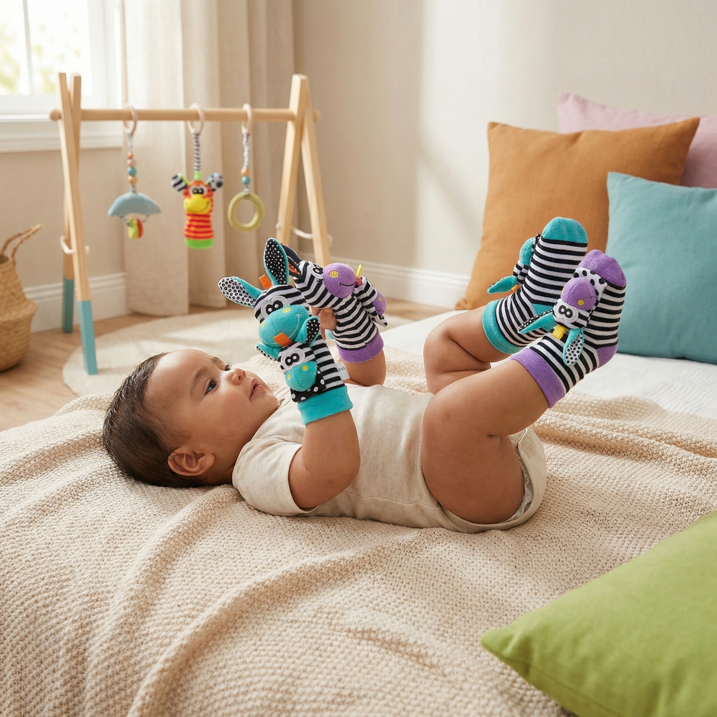 Sensory Baby Plush Socks and Bracelet