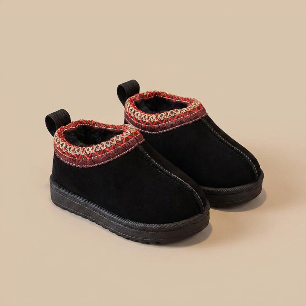 Aztec Trim Fluffy Slip-On Boots