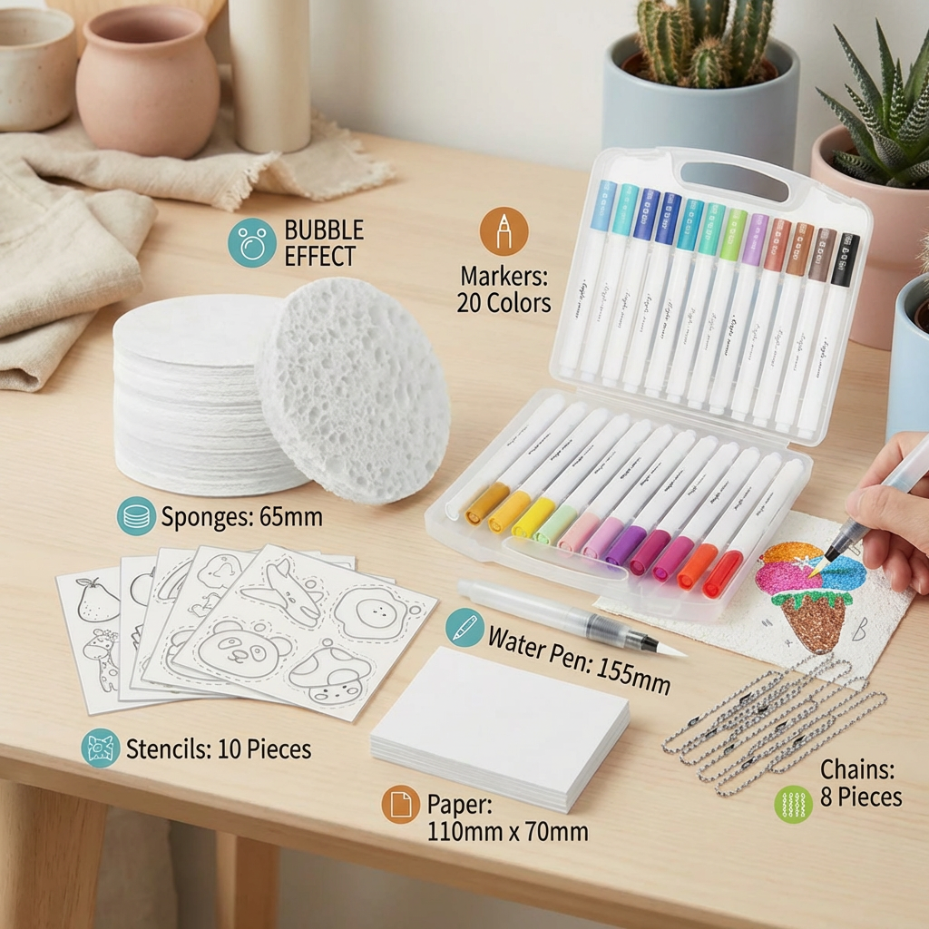 Creative Sponge Painting Art Set for Kids – DIY Bubble Effect Craft Kit