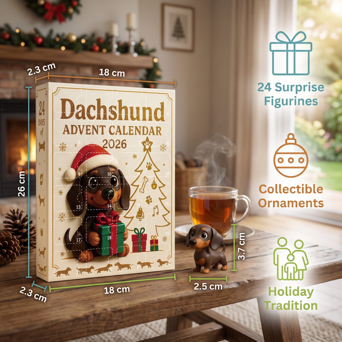 24-Day Dachshund Advent Calendar with Surprise Figurines
