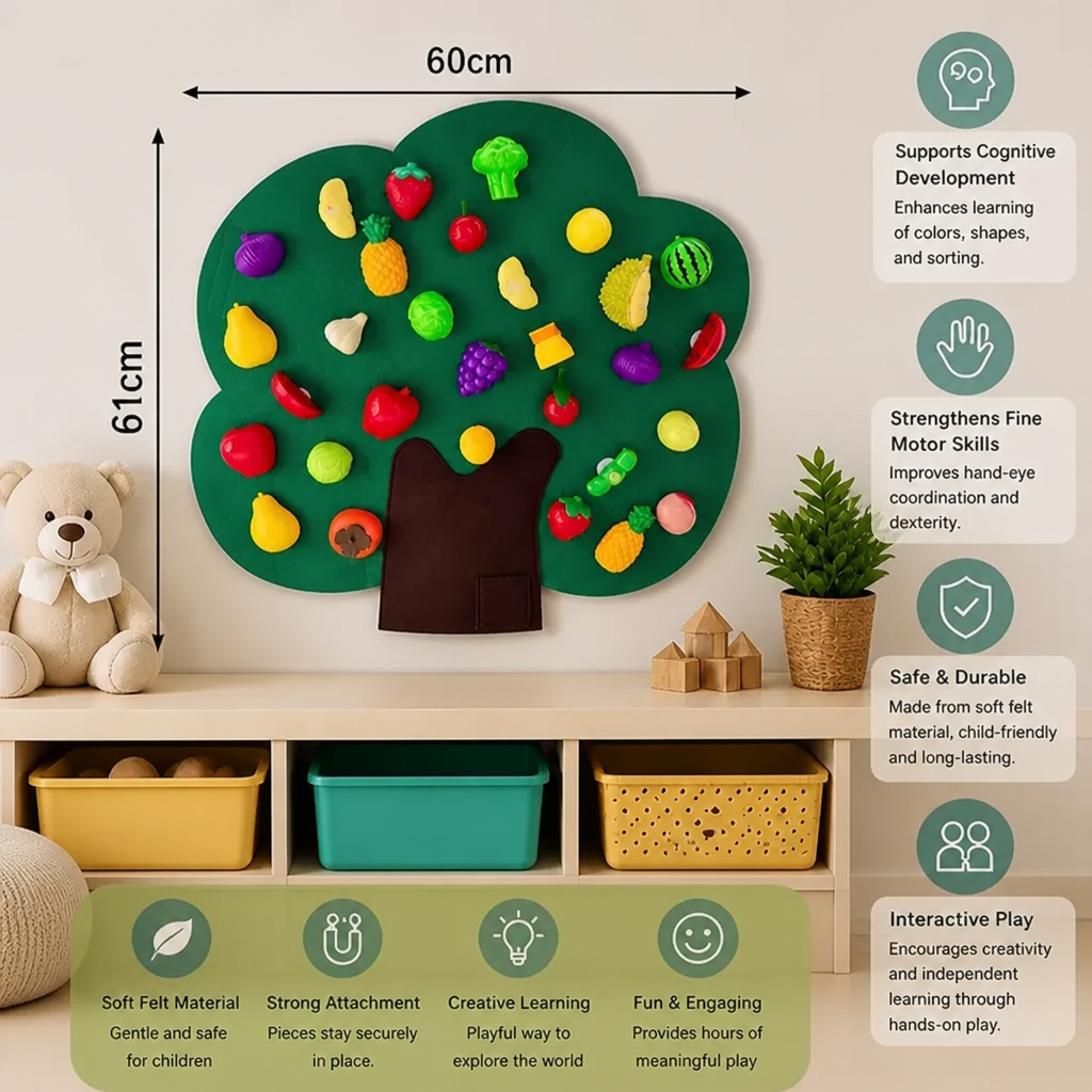 Felt Fruit Tree Activity Board – Montessori Learning Toy