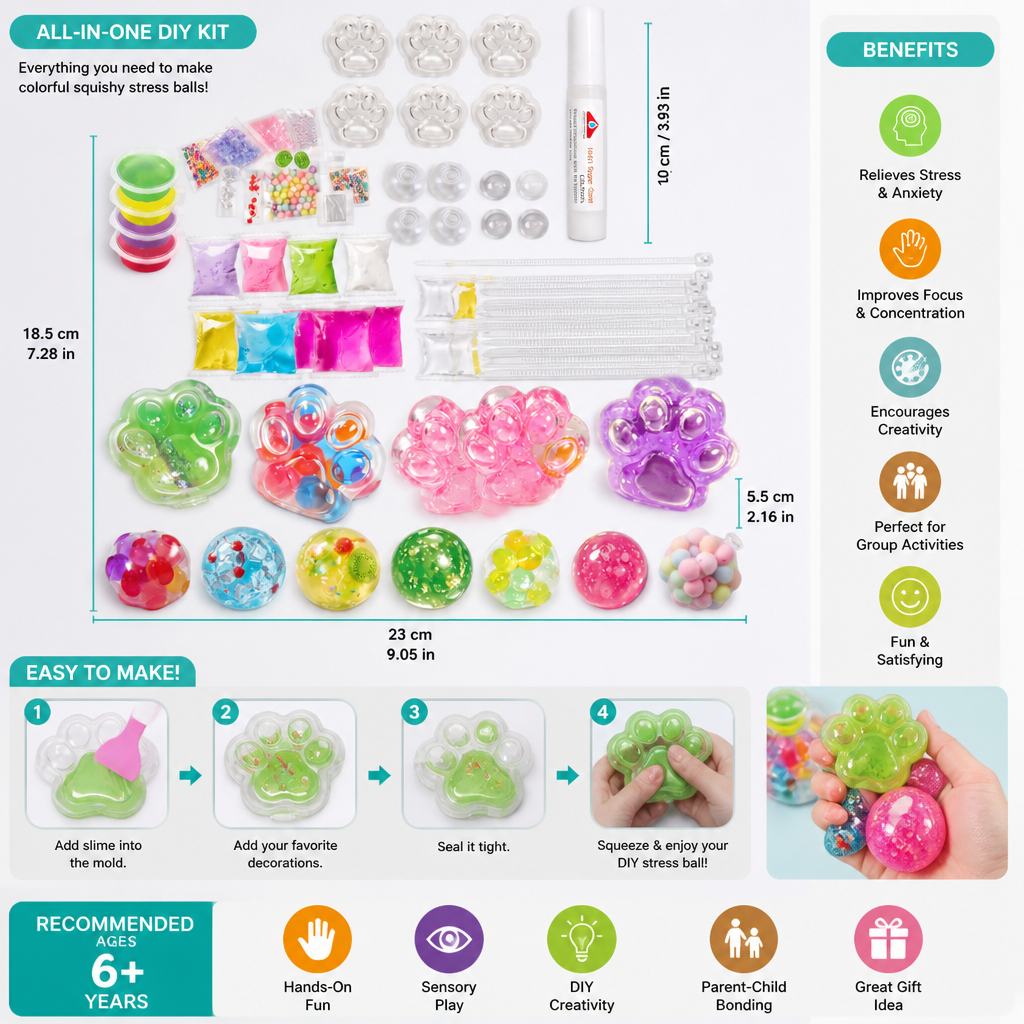 DIY Stress Ball Making Kit for Kids – Create Your Own Squishy Sensory Balls