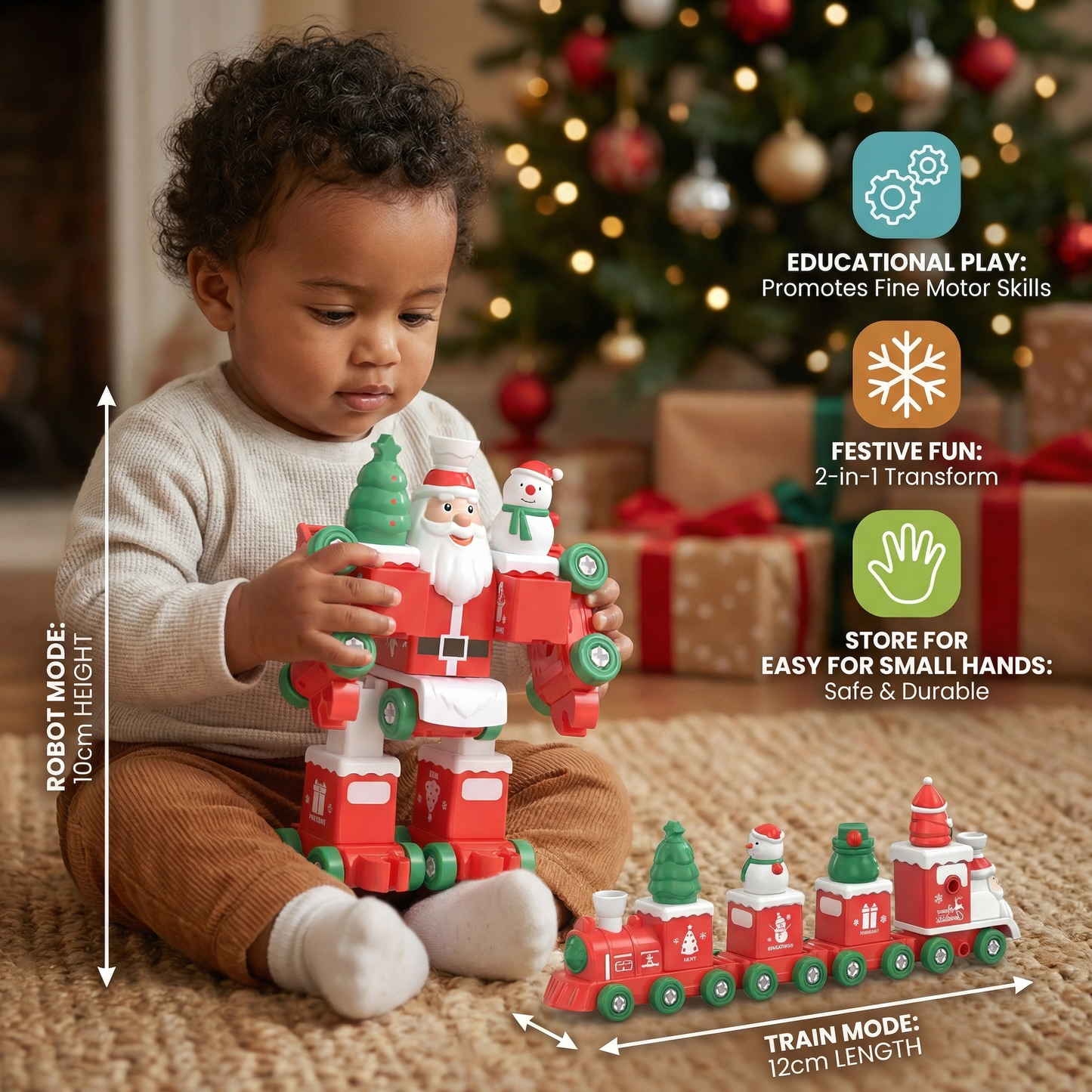 2-in-1 Transforming Christmas Train and Santa Robot