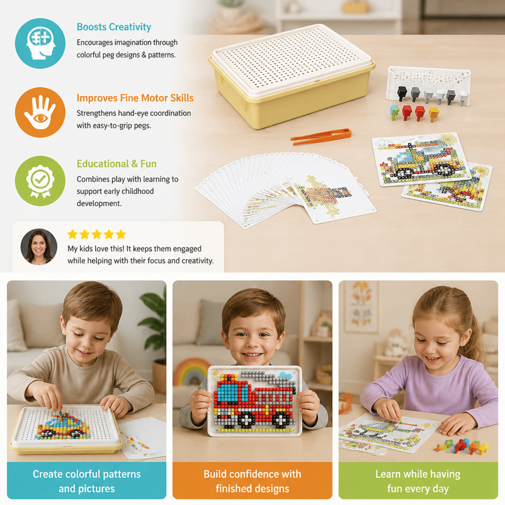 Montessori Learning Peg Mosaic Board