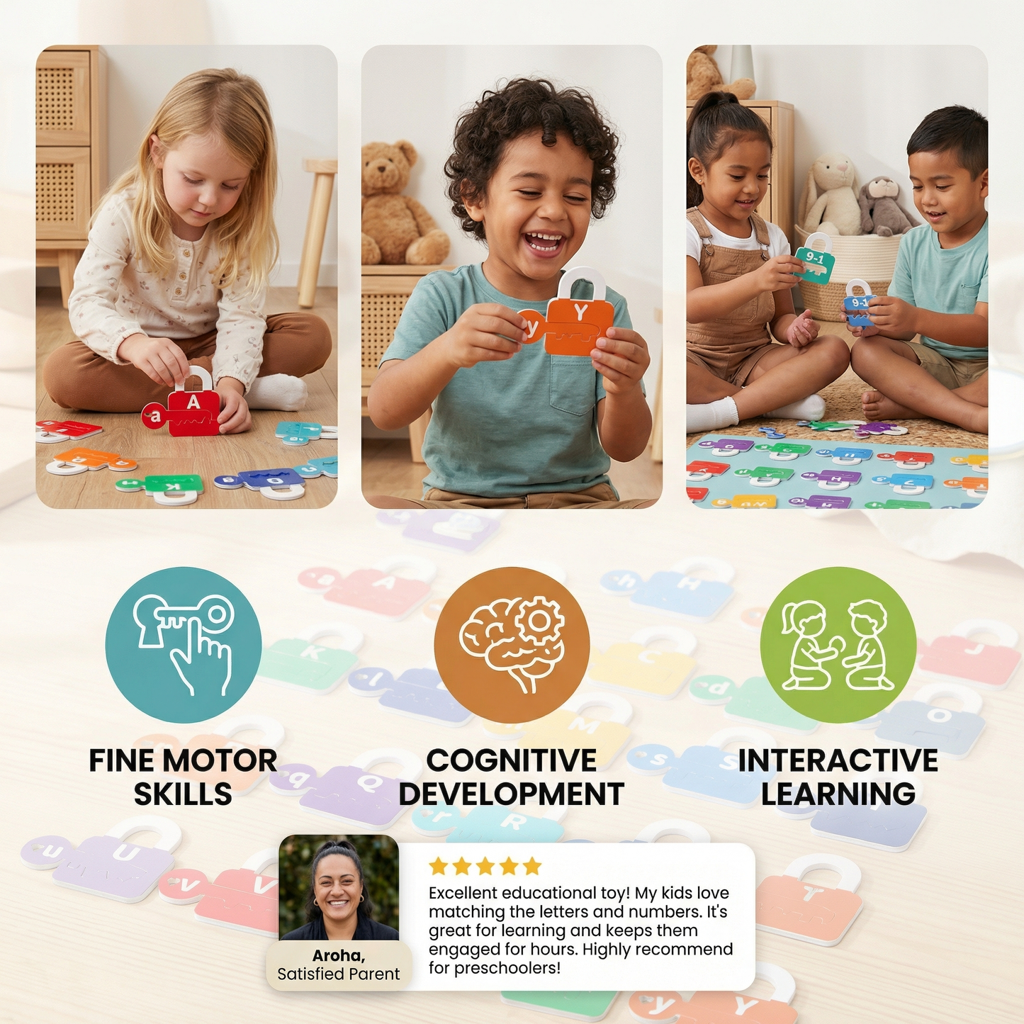 Letters and Math Locks and Keys Learning Game