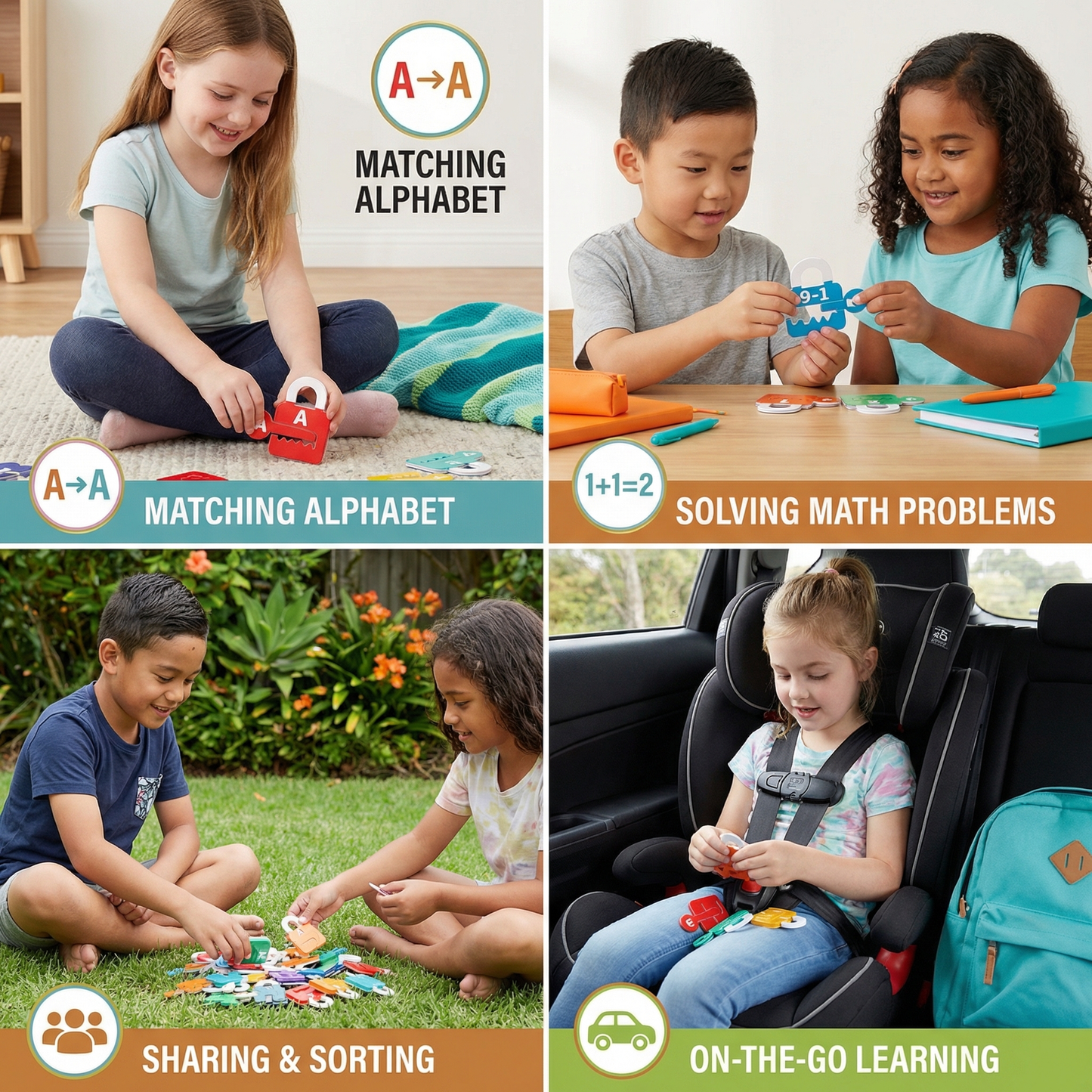 Letters and Math Locks and Keys Learning Game