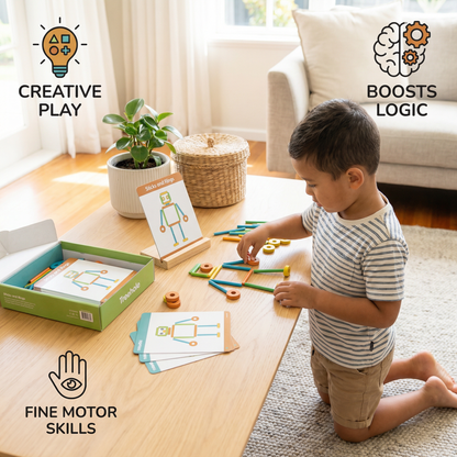 Educational Montessori Sticks and Rings Puzzle Blocks