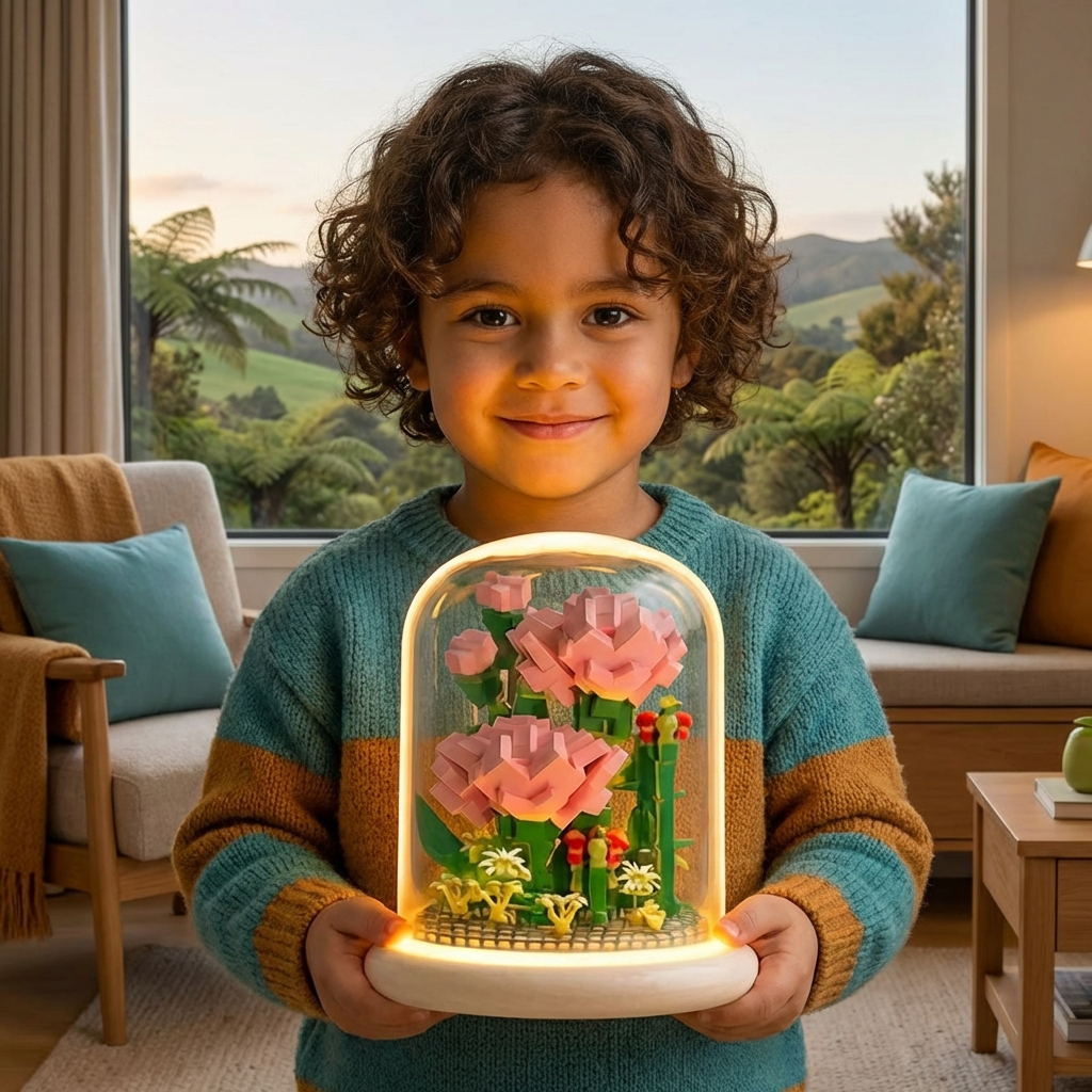 Noble Building Block Flower in Glass