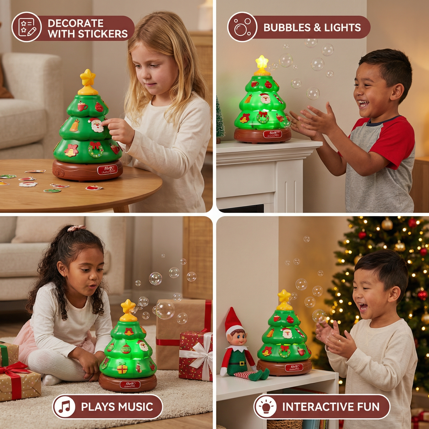 Musical Bubble Christmas Tree with Stickers for Decorating