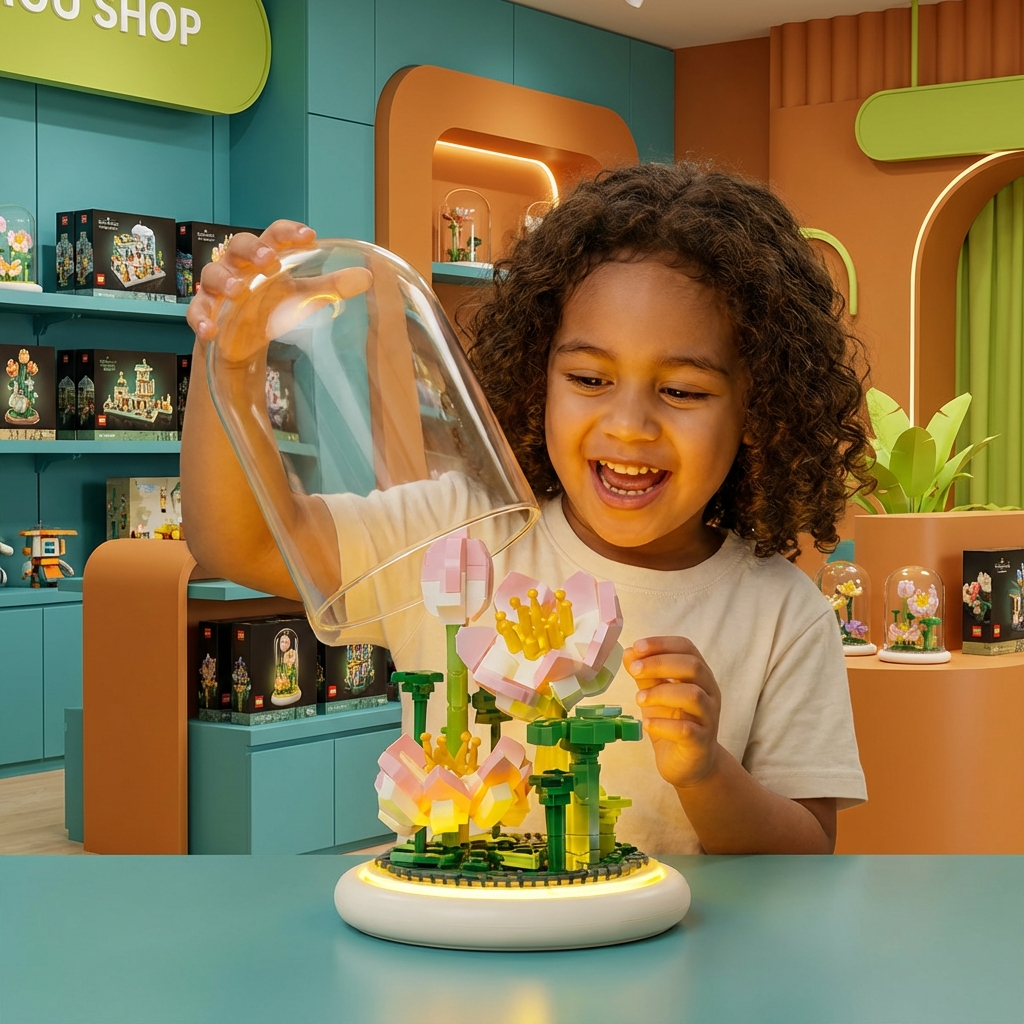 Noble Building Block Flower in Glass