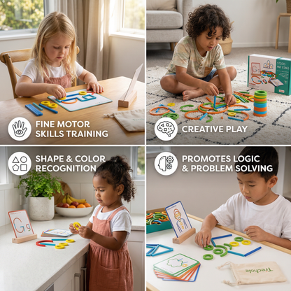 Educational Montessori Sticks and Rings Puzzle Blocks