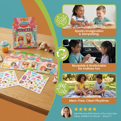 Reusable Montessori Sticker Books with Various Themed Worlds