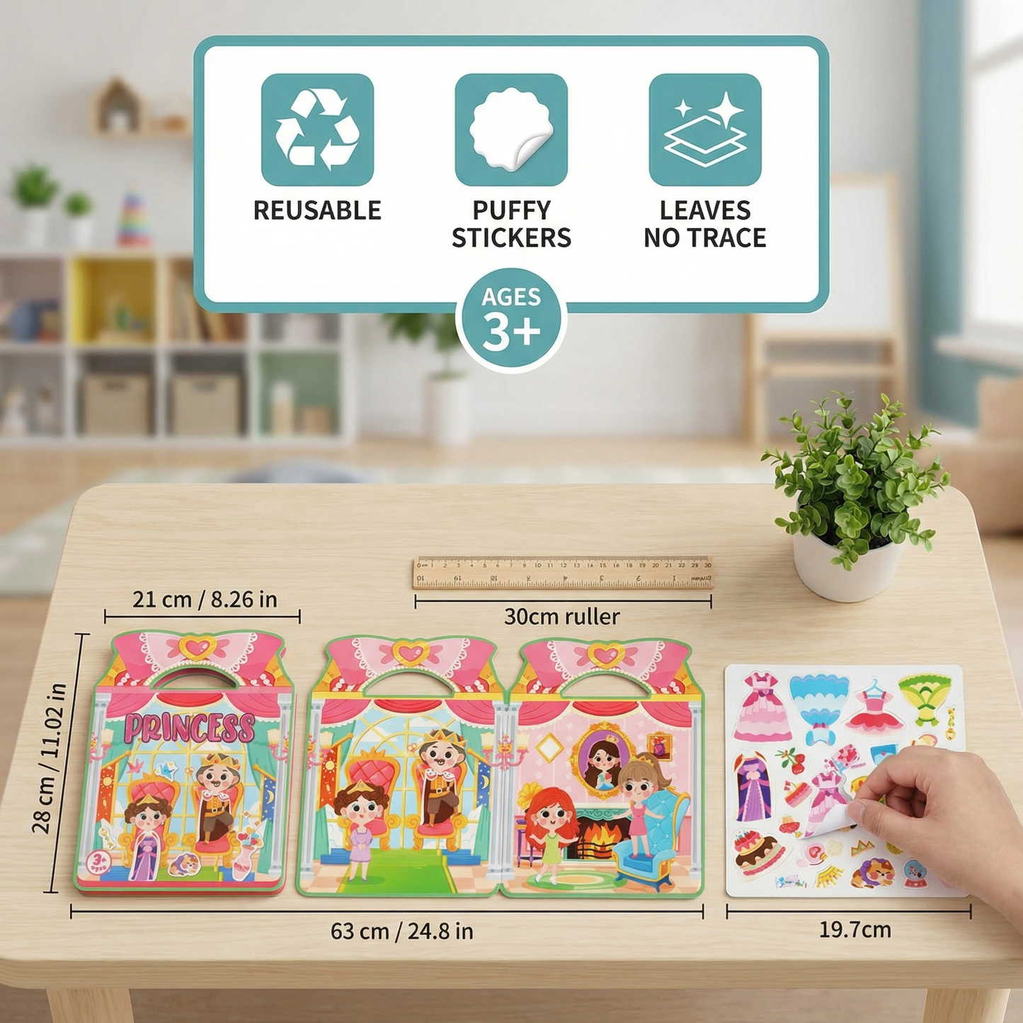 Reusable Montessori Sticker Books with Various Themed Worlds