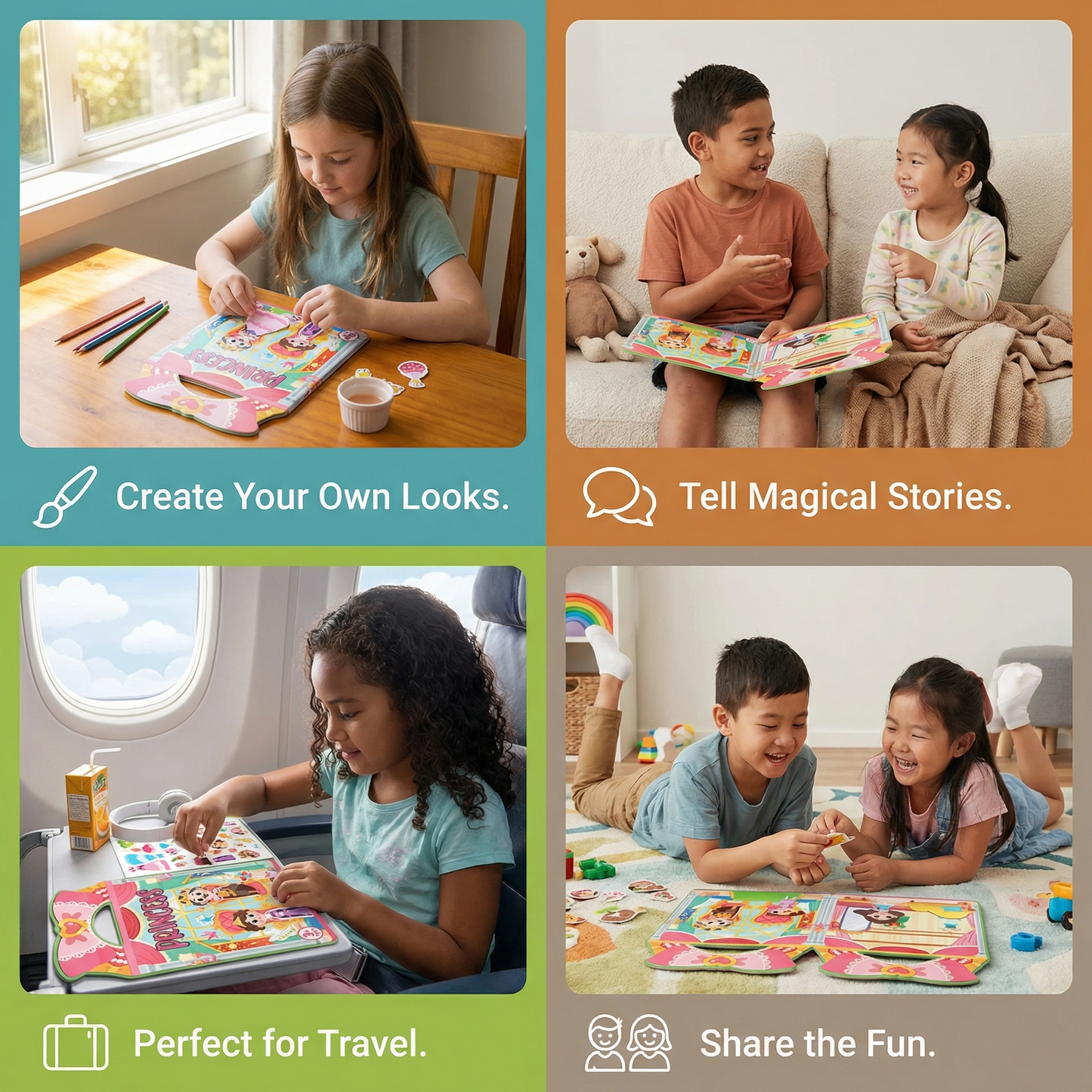 Reusable Montessori Sticker Books with Various Themed Worlds