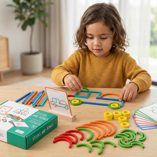 Educational Montessori Sticks and Rings Puzzle Blocks