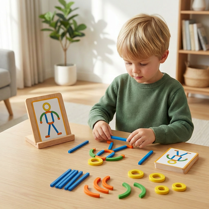 Educational Montessori Sticks and Rings Puzzle Blocks