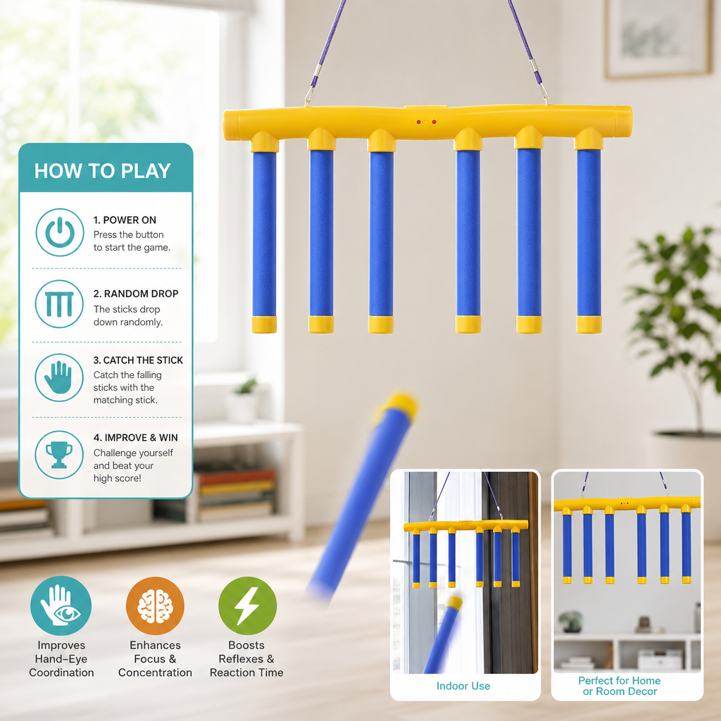 Falling Sticks Reflex Challenge Game – Hand-Eye Coordination Toy