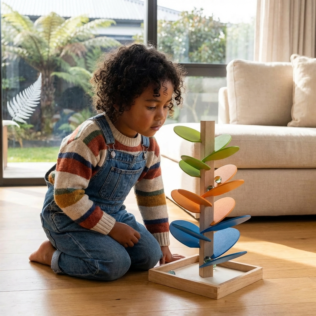 Montessori Rainbow Marble Wooden Tower