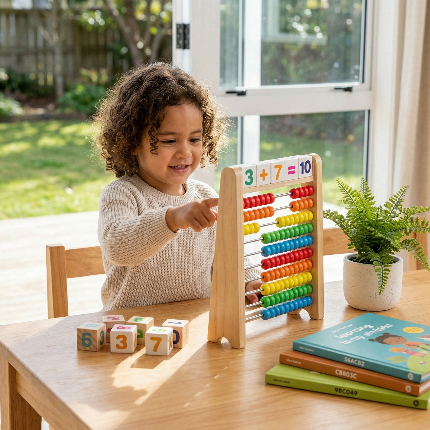 Wooden Abacus for Learning to Count and Calculate