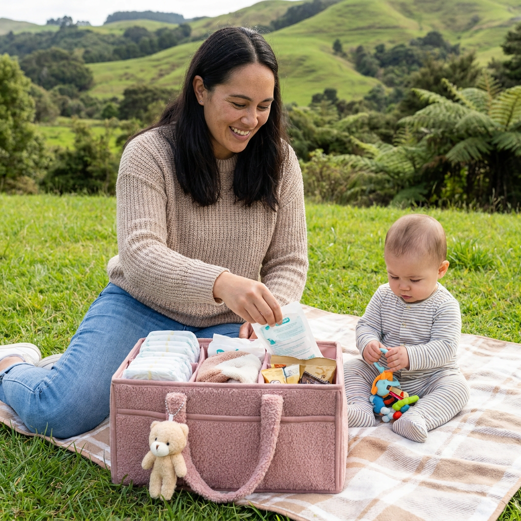 Plush Sherpa Baby Diaper Caddy – Storage Basket for Nursery & Changing Table
