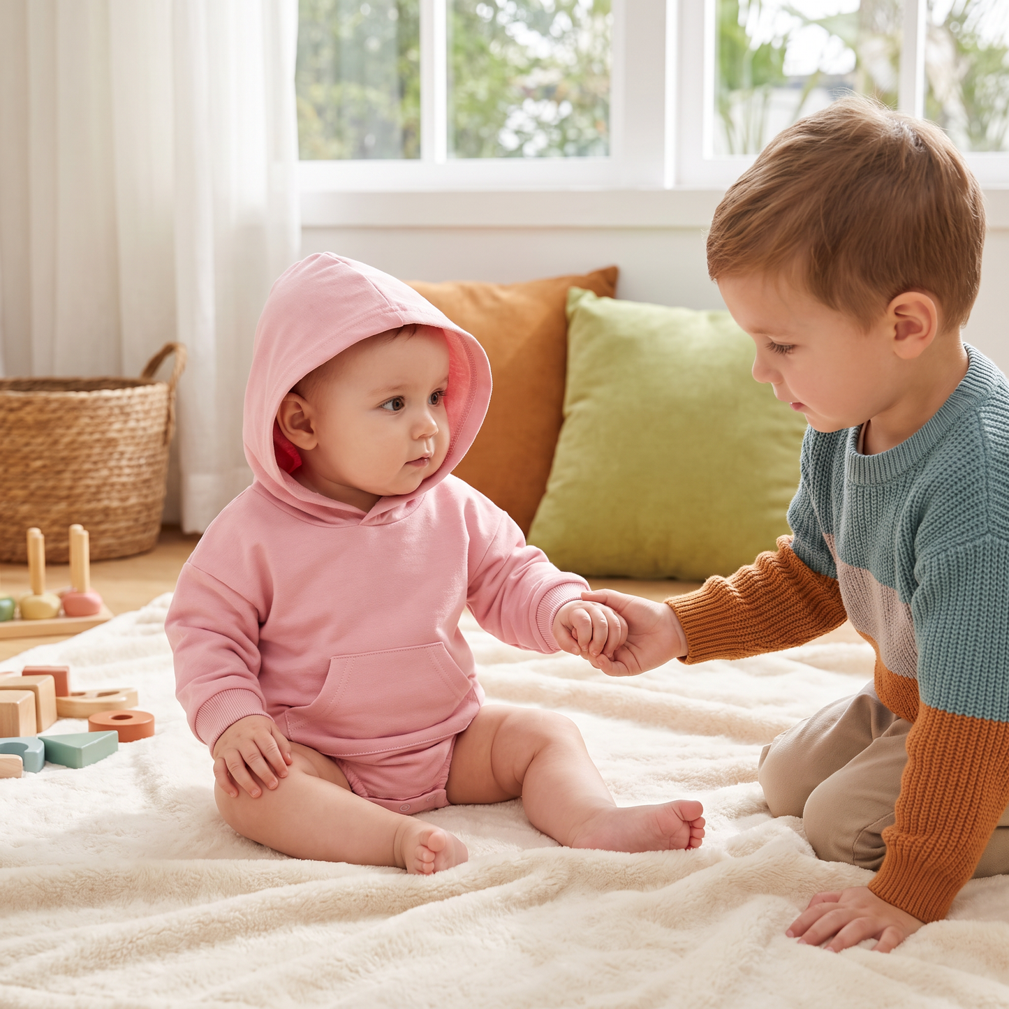 Hooded Baby Romper – Soft Long Sleeve Onesie with Front Pocket