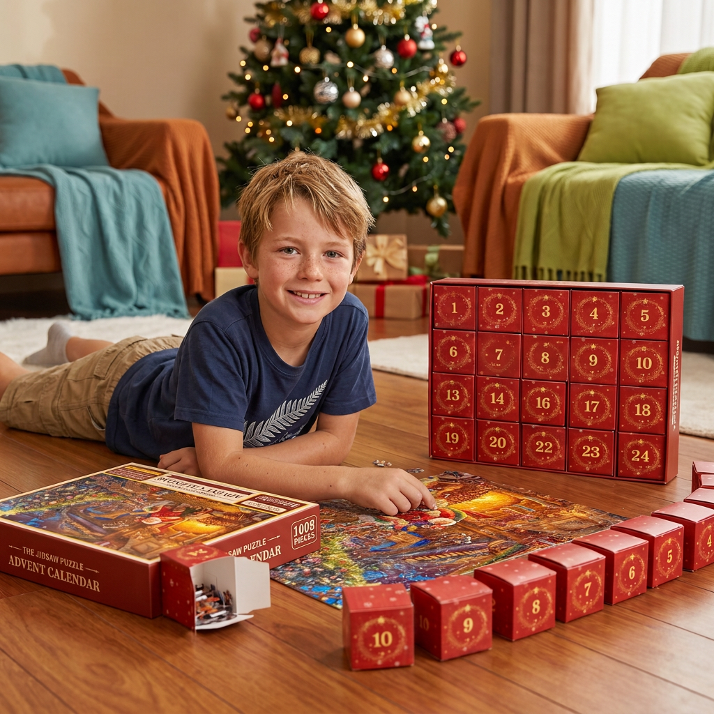 Christmas Jigsaw Puzzle Advent Calendar – 1008-Piece 24-Day Countdown Puzzle Set