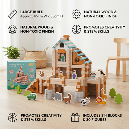 Montessori Wooden Building Block Set – Natural Stacking and Construction Toy