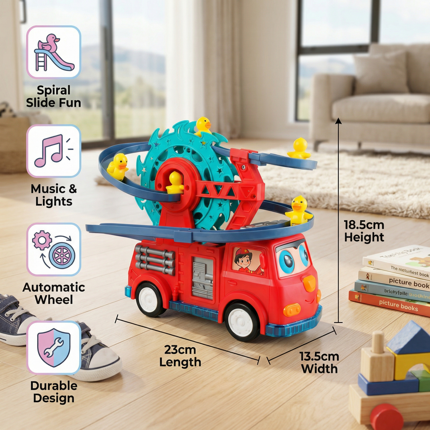 Fire Truck Duck Slide Toy Car