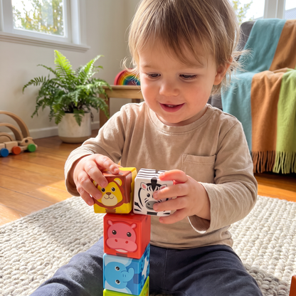 Toddler-Safe 4.2 cm Safari Animal Magnetic Building Cubes – STEM Learning Blocks