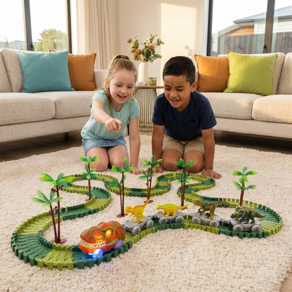 Dinosaur Track Adventure – Flexible Race Track with Glowing Train