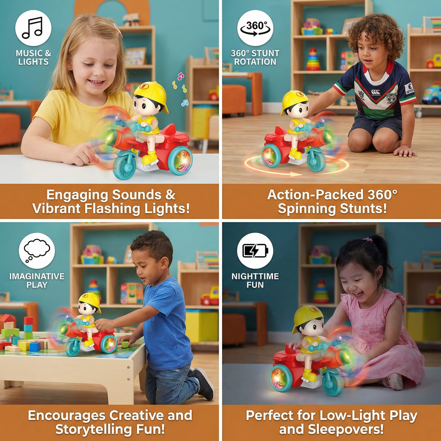 Glowing Musical Kids Stunt Roller Toy