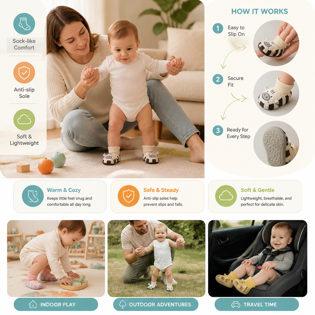 Cosy Baby Sock Shoes – Warm, Non-Slip & Comfortable