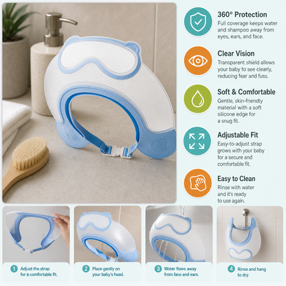 Adjustable Baby Water & Shampoo Visor with 360° Eye & Ear Protection