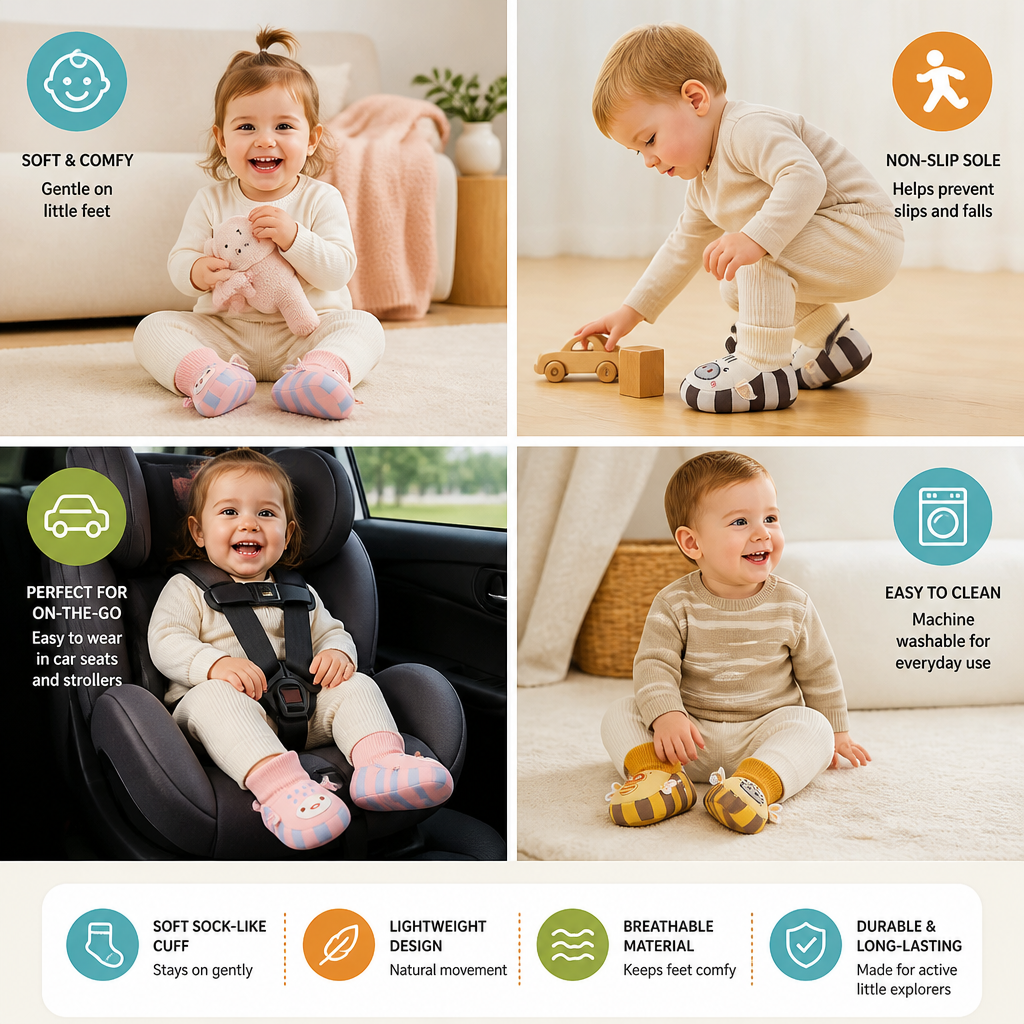 Cosy Baby Sock Shoes – Warm, Non-Slip & Comfortable