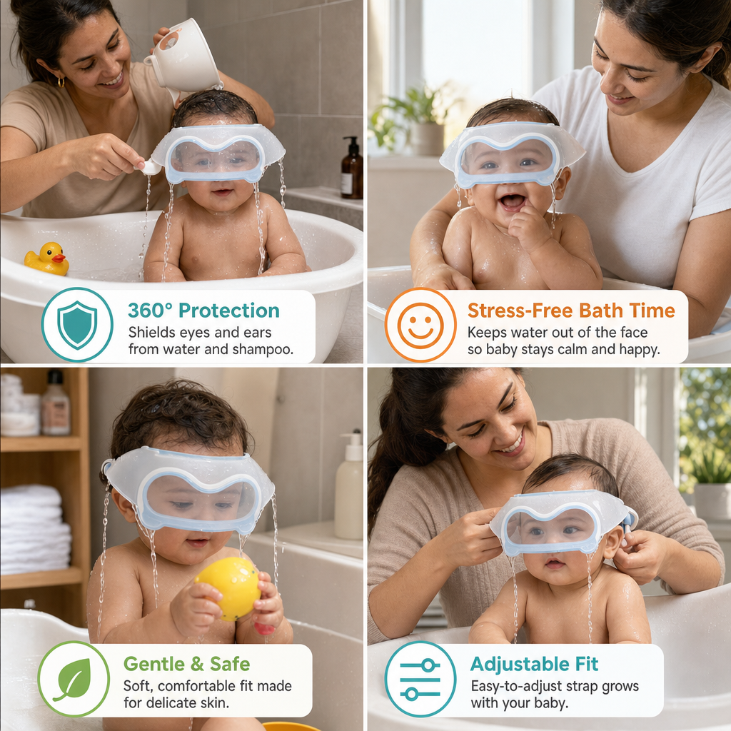 Adjustable Baby Water & Shampoo Visor with 360° Eye & Ear Protection