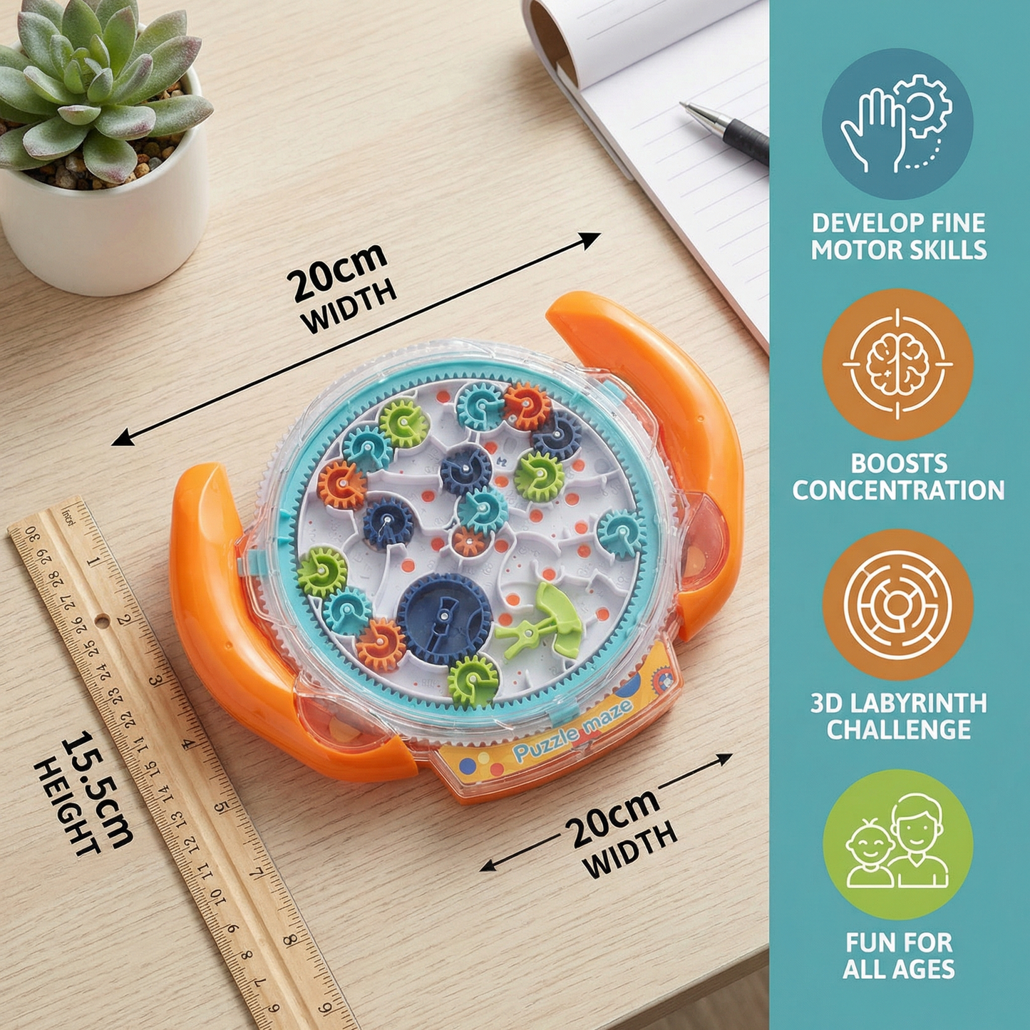 3D Ball Maze Wheel – Skill and Learning Game