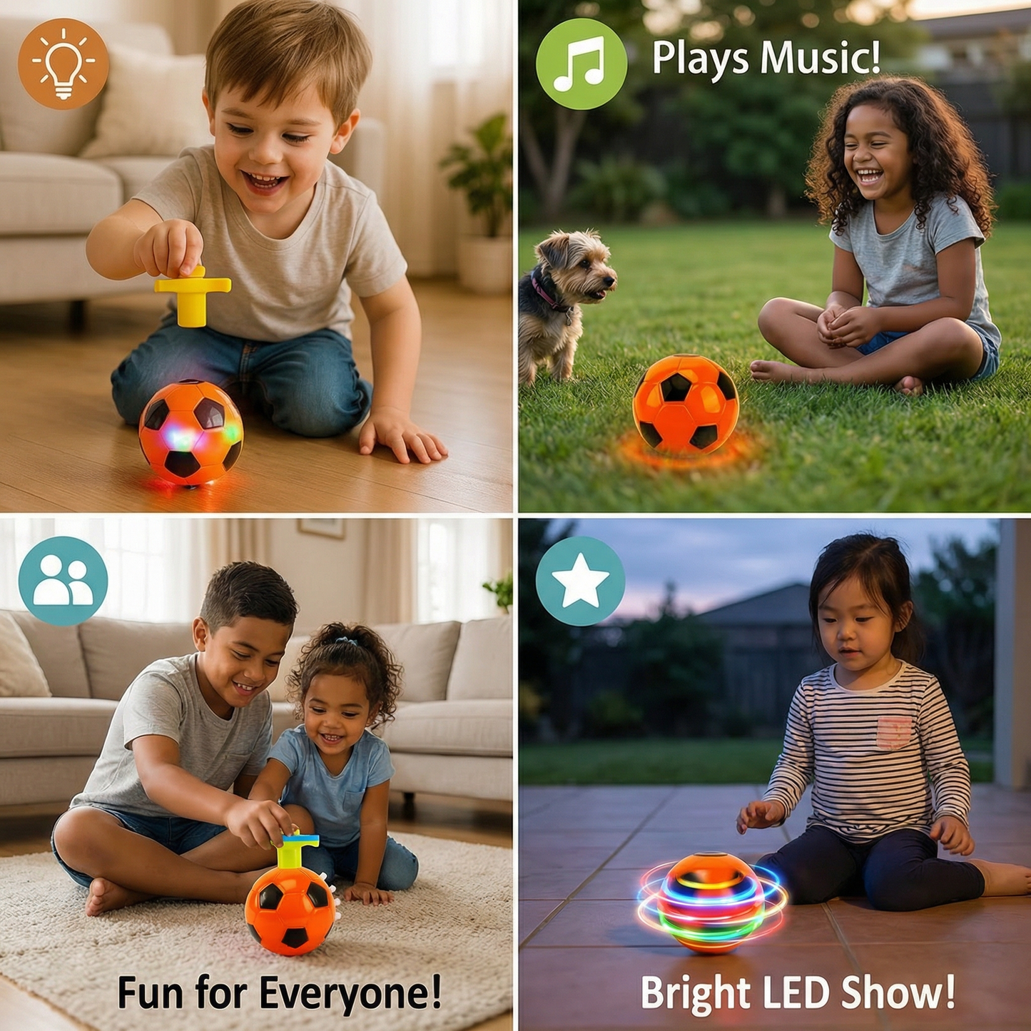 Glowing LED Football Spinning Top