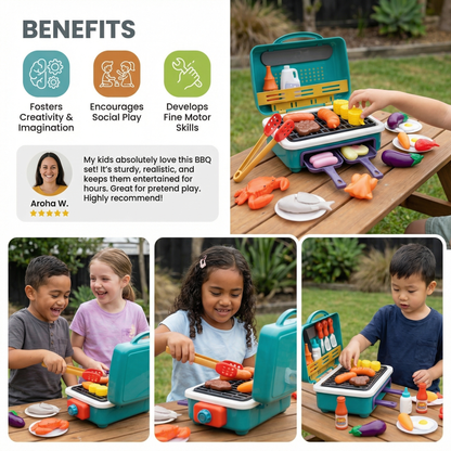 My First BBQ Grill – Children's Kitchen with Smoke Effect and Color-Changing Food