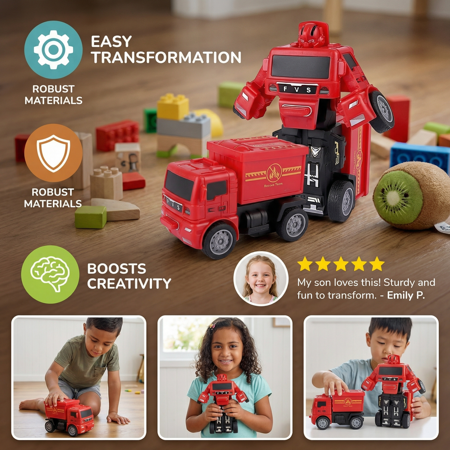 Transformer Truck Toy for Kids
