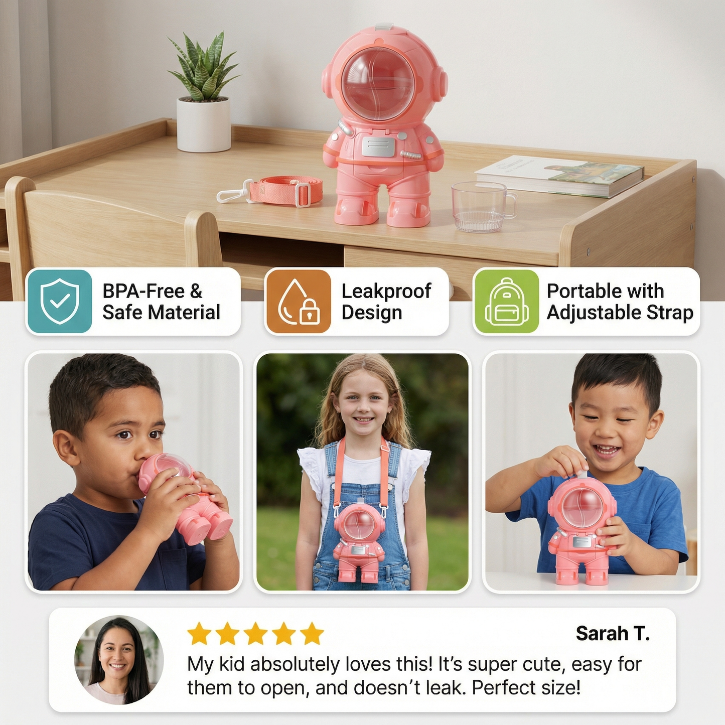 Astronaut Water Bottle for Kids
