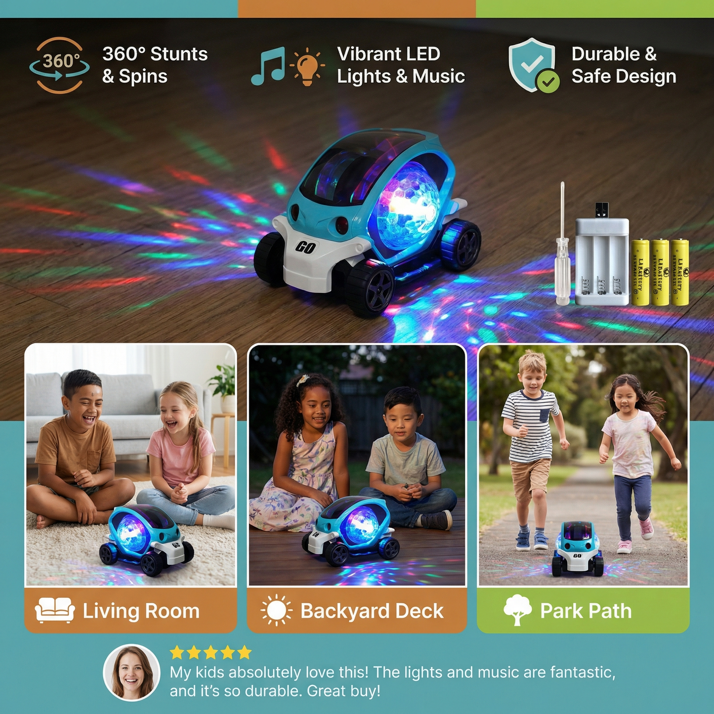 Glowing 360° Music Stunt Car
