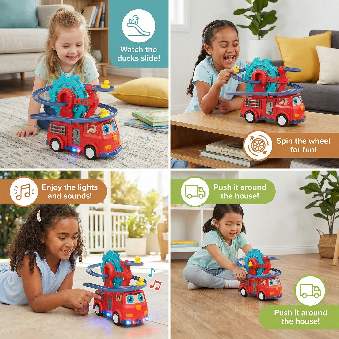 Fire Truck Duck Slide Toy Car