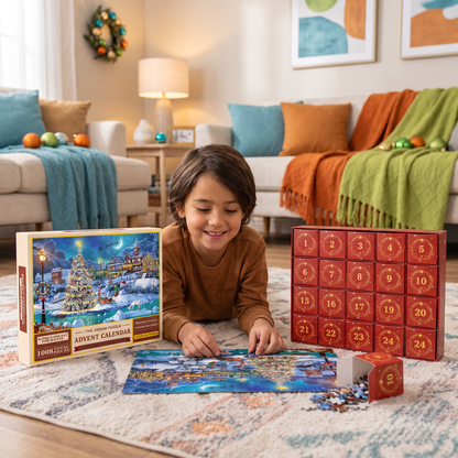 Christmas Jigsaw Puzzle Advent Calendar – 1008-Piece 24-Day Countdown Puzzle Set