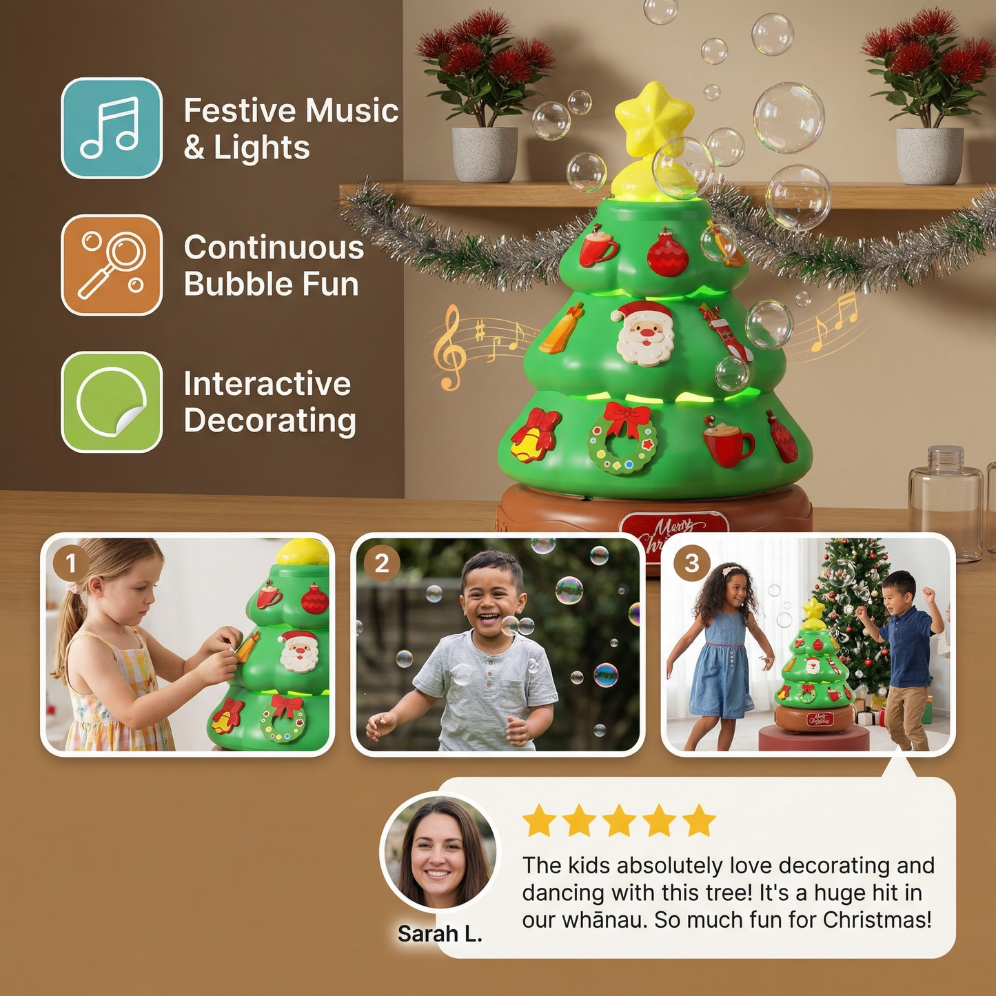 Musical Bubble Christmas Tree with Stickers for Decorating